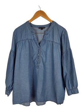 Blue Chambray Peasant Blouse